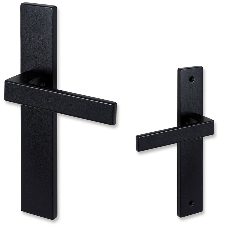 Eliot deurklink - op schild - mat zwart - complete set - 02