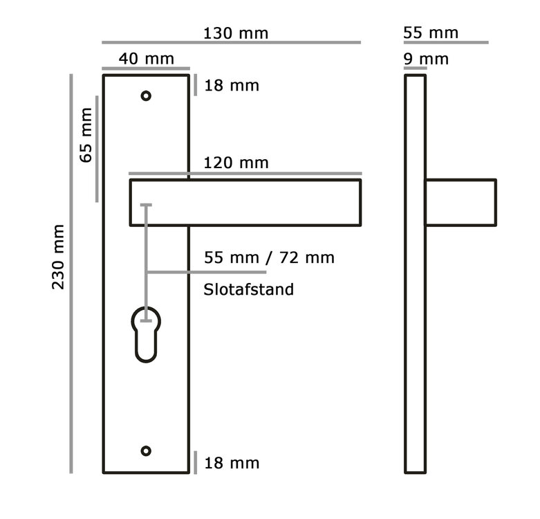 Eliot deurklink - profielcilinder - mat wit - afmeting