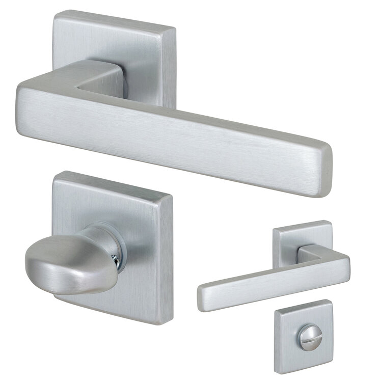 Acapulco deurklink - geborsteld aluminium - incl. WC rozet