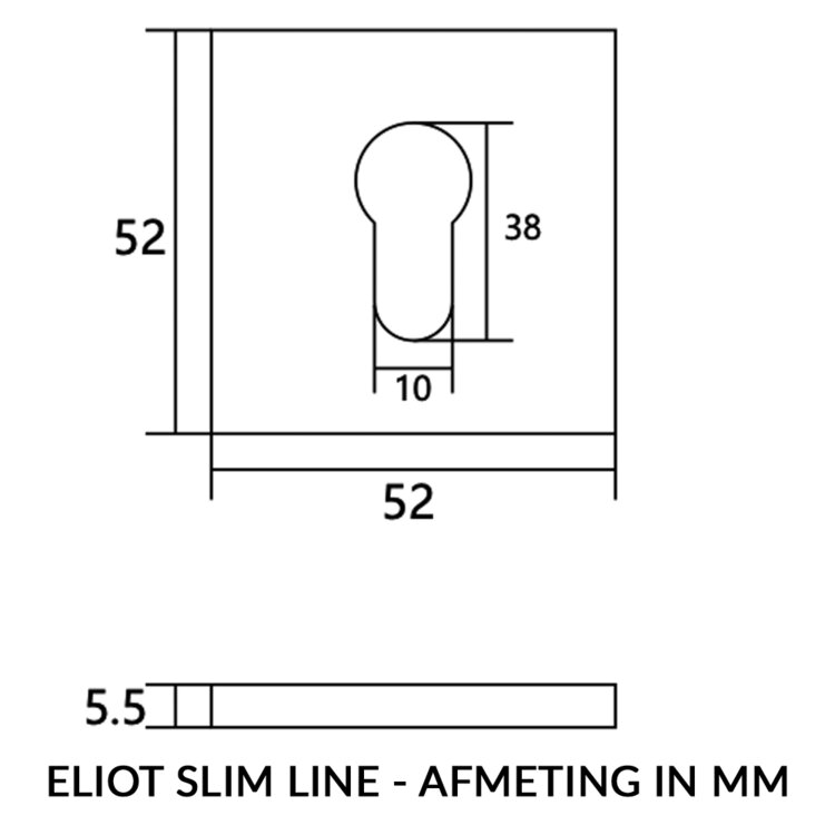 Eliot Slim Line - Cilinder rozet - mat zwart - afmeting