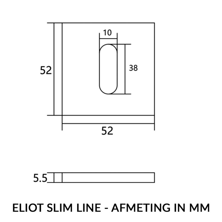 Eliot Slim Line - baardsleutel rozet - afmeting