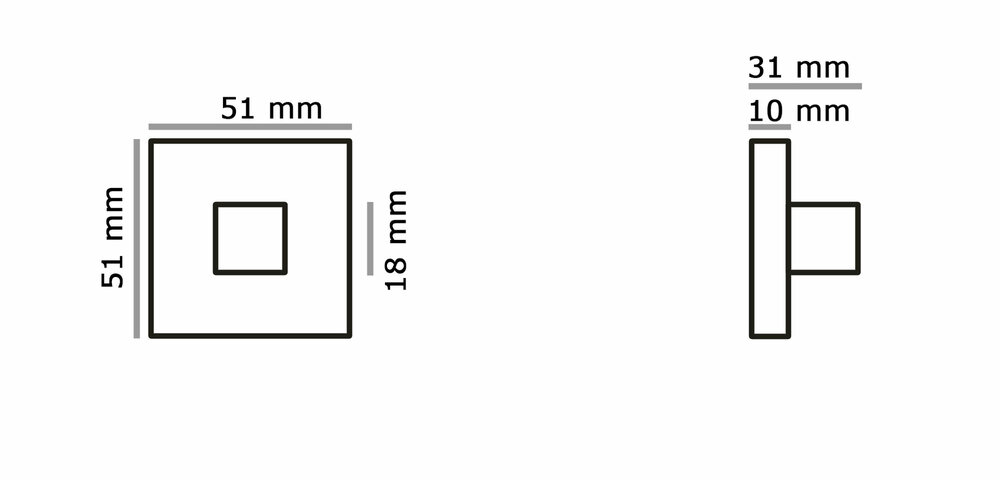 Eliot rozet set - WC - vierkant - mat antraciet - afmeting