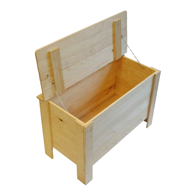 Houten kist met klep deksel, 80 x 51 x 39 cm, inhoud 100L