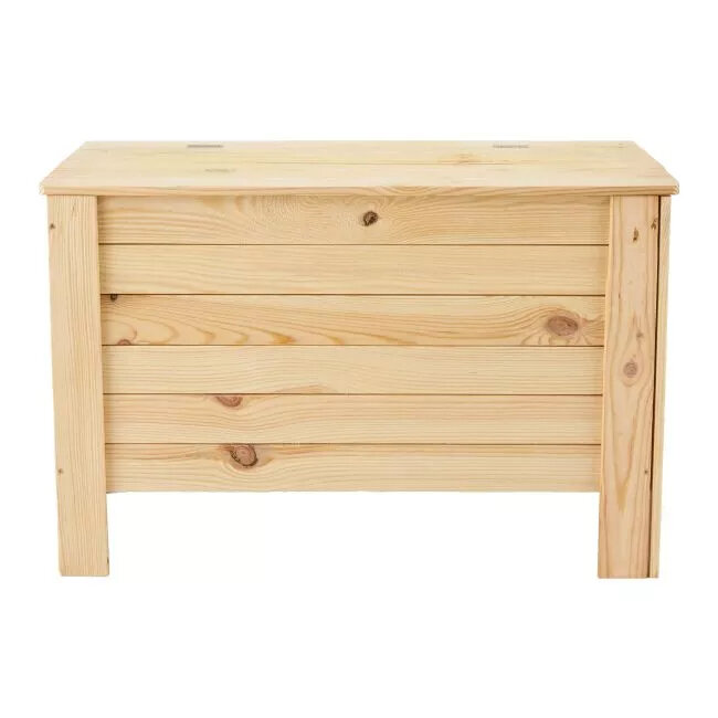 Houten kist met klep deksel, 80 x 51 x 39 cm, inhoud 100L, voorkant