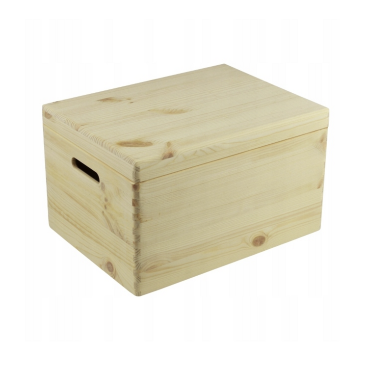Houten kistje met klep deksel, 39,5 x 29,5 x 23 cm, inhoud 27,6L