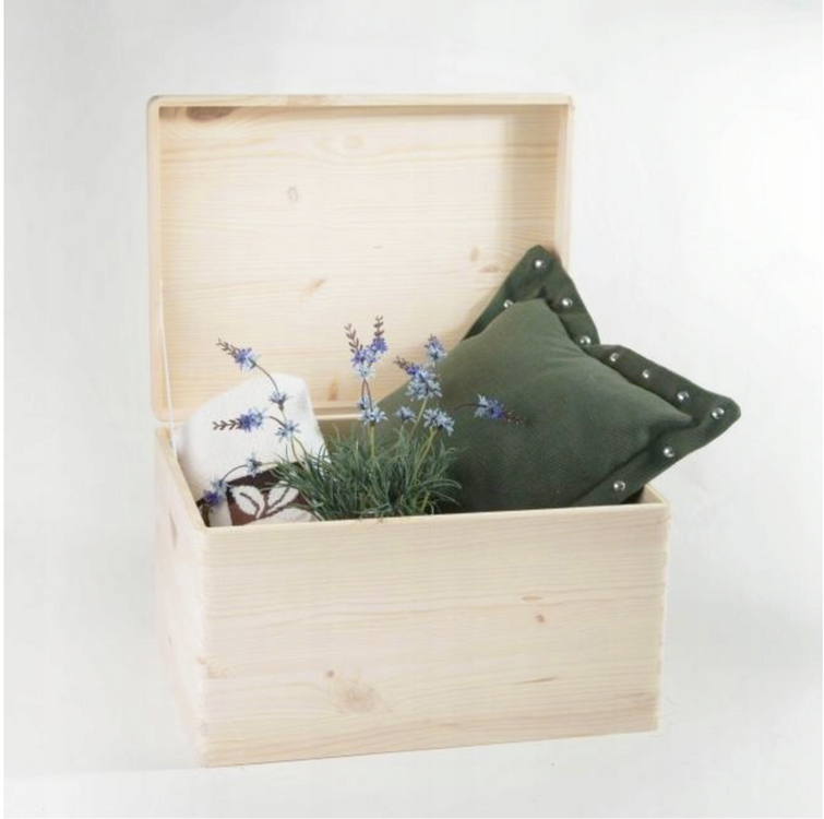 Houten kistje met klep deksel, 39,5 x 29,5 x 23 cm, sfeer