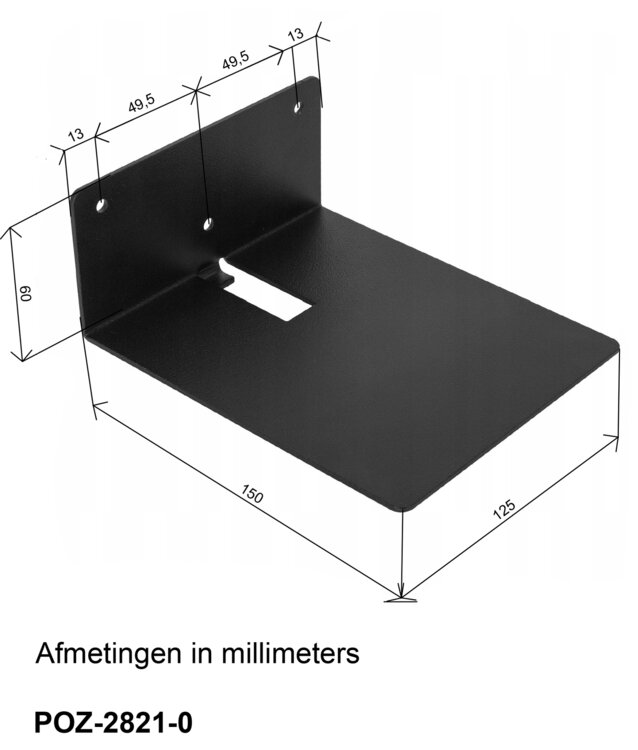 Boekenplank MARK - onzichtbaar - mat zwart - afmetingen