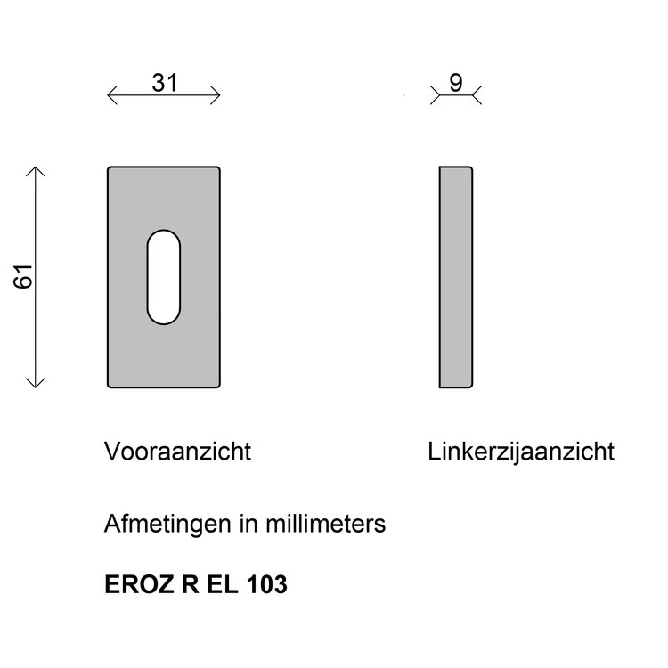 ELIOT line- set rechthoekige rozetten - sleutelgat