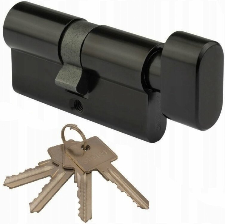 Knopcilinder zwart 30/30 - incl. 4 sleutels - impressie