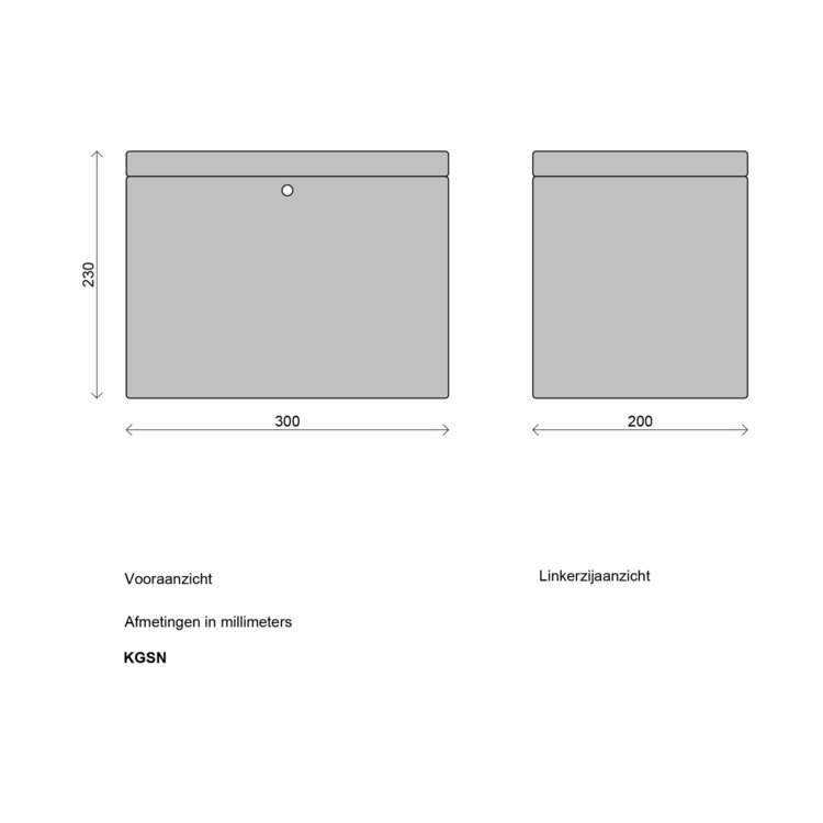 Houten enveloppenkist BAS - 30 x 20 x 23 cm - wit - afmetingen