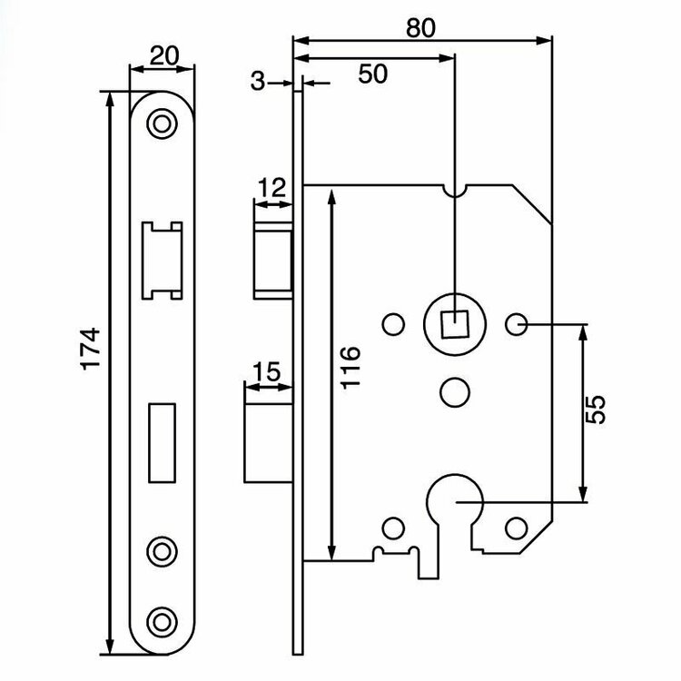 COMBINATIE Deurklink ELIOT met profielcilinder 55 mm + Knopcilinder zwart 30/30 + Insteekslot dag &amp; nachtslot cilinder wit 