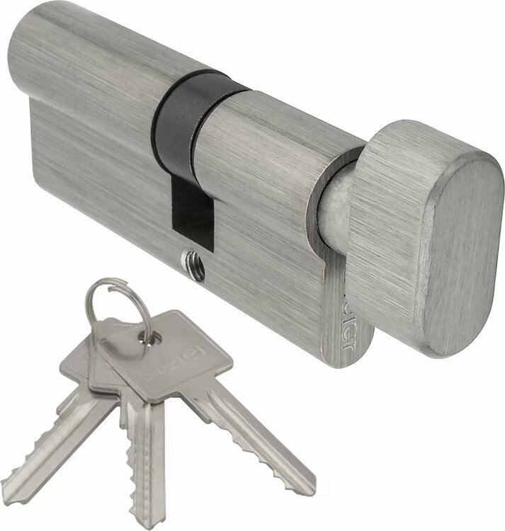 Knopcilinder nikkel 356/35 - incl. 3 sleutels - vooraanzicht