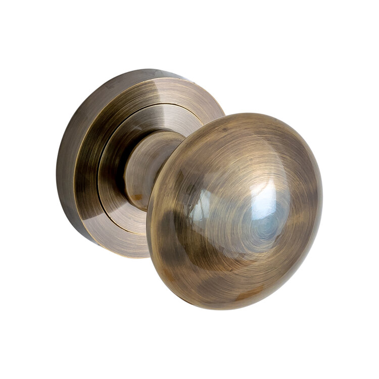 Deurknop - draaibaar - antiek messing - diameter 5 cm