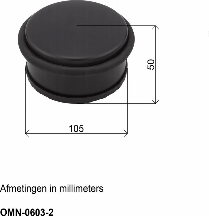 Deurstopper mat zwart - diameter 9,5 cm - 1,1kg  - afmeting