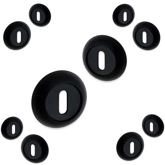 5 x Rozet ELIOT - rond - baardsleutel - mat zwart