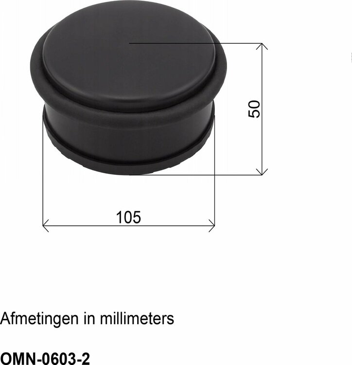 Deurstopper - rond - 3 stuks - mat zwart.