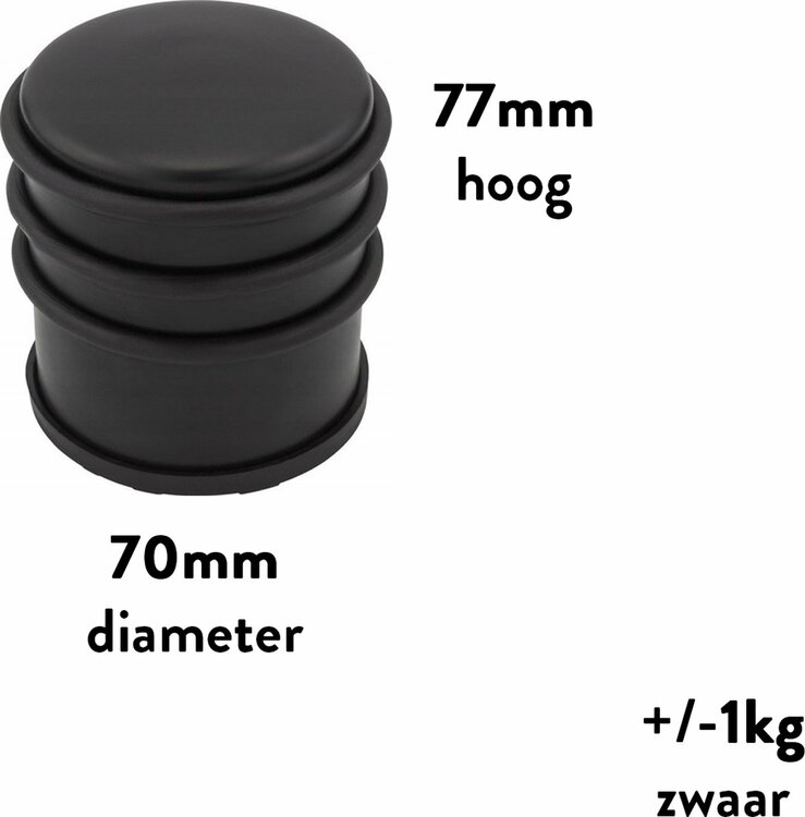 Deurstopper  Dara - mat zwart - 3 stuks