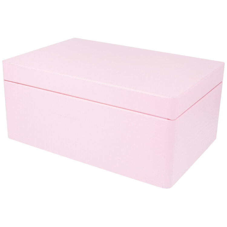 Houten kistje met klepdeksel - roze - 30 x 23 x 13cm