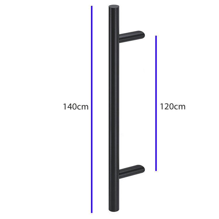 Deurgreep set - 140cm - 45&ordm; - ⌀ 32mm - RVS - T model 