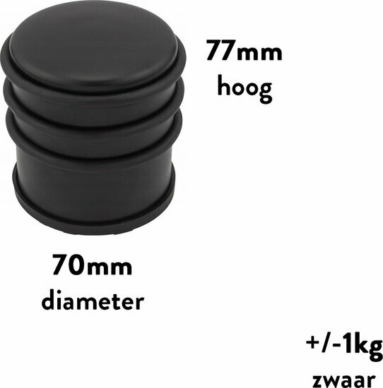 Deurstopper Dara mat zwart - diameter 7 x 7,7cm afmeting