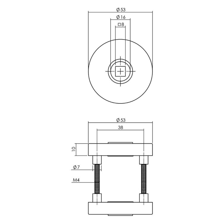 Intersteel Deurkruk Jura op ronde massieve rozet &amp;#x00f8;53x10 mm rvs zwart achterdeurbeslag