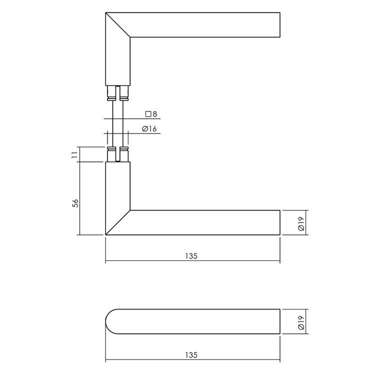 Intersteel Deurkruk Jura op ronde massieve rozet &amp;#x00f8;53x10 mm rvs zwart achterdeurbeslag