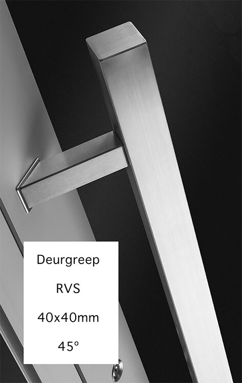 Deurgreep set - 80cm - 45&ordm; - 40x40mm - RVS - T model 