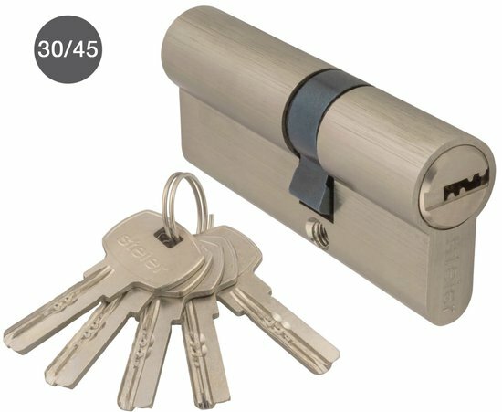 Steier cilinderslot nikkel 30/45 - incl. 5 keersleutels - deurcilinder nikkel