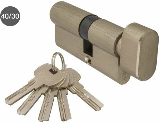 Steier knopcilinder nikkel K40/30 - incl. 5 keersleutels - deurcilinder met knop