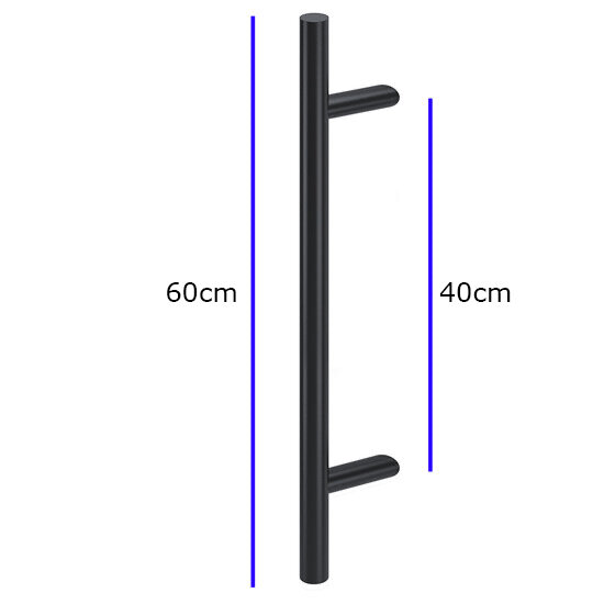 Deurgreep set - 60cm - 90&ordm; - ⌀ 32mm - mat zwart - T model 
