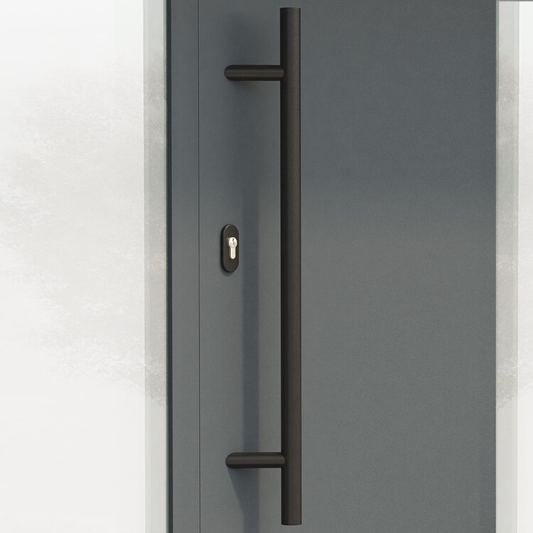 Deurgreep set - 50cm - 90&ordm; - ⌀ 32mm - mat zwart - T model 