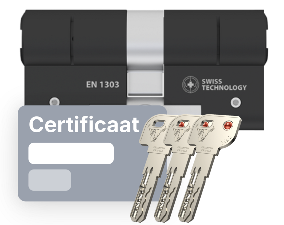 M&amp;C Minos cilinder Zwart met 3 keersleutels