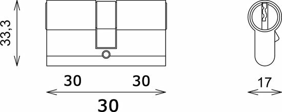 Steier cilinderslot nikkel 30/30 - incl. 5 keersleutels - deurcilinder nikkel