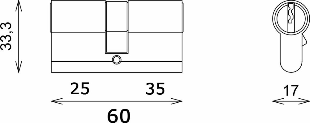 SteierPlus cilinderslot nikkel 25/35 - incl. 5 keersleutels
