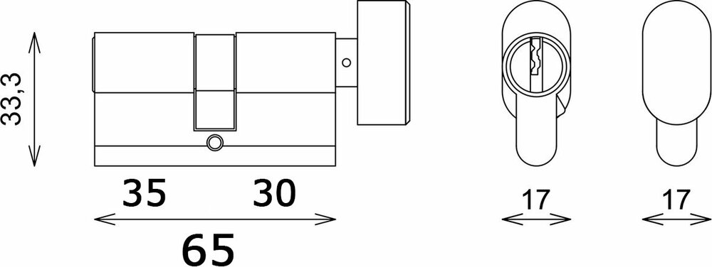 SteierPlus knopcilinder nikkel K30/35 - incl. 5 keersleutels 