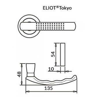 Eliot Tokyo - rond rozet - mat nikkel - complete set - afmeting