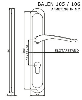 Balen-deurklink-profiel-cilinder-55mm-afmeting