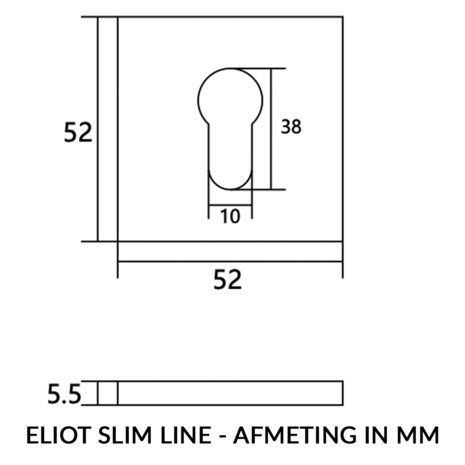 Eliot Slim Line - Cilinder rozet - mat zwart - afmeting