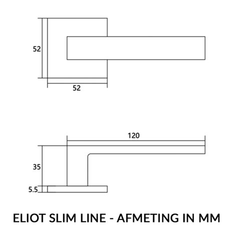 Eliot Slim Line - dun vierkant rozet - mat zwart - afmeting