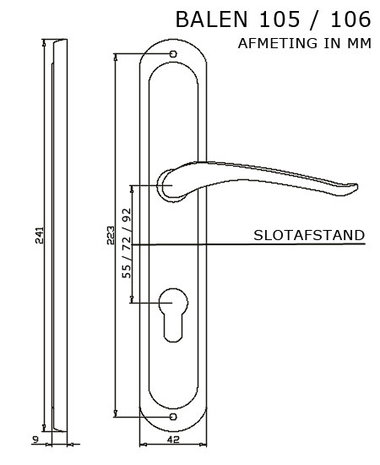 Balen-deurklink-profiel-cilinder-55mm-afmeting