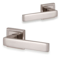 KUBUS Deurklink op vierkant rozet - nikkel satijn