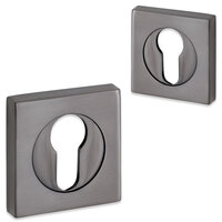 Victoria rozet set - cilinder - antraciet matglans - vierkant 