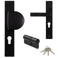 Voordeur garnituur + cilinder 30/30 ELIOT - op schild - mat zwart