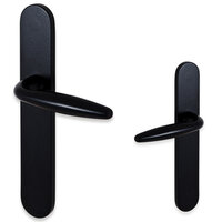 Sofia deurklink - op schild - mat zwart - complete set