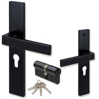COMBINATIE Deurklink ELIOT zwart profielcilinder 72mm + Cilinderslot zwart 30/30