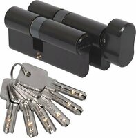 SET Zwarte knopcilinder 30K/30 + cilinder 30/30 - incl. 6 keersleutels 