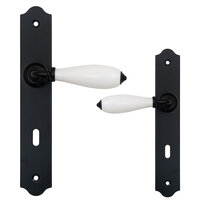 Rustica retro deurklink set - baardsleutel - porseleinen greep